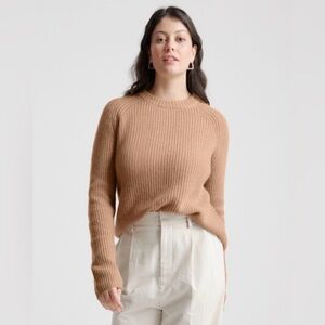 Quince - Mongolian Cashmere Fisherman Crewneck Sweater I Color: Camel I XS I EUC